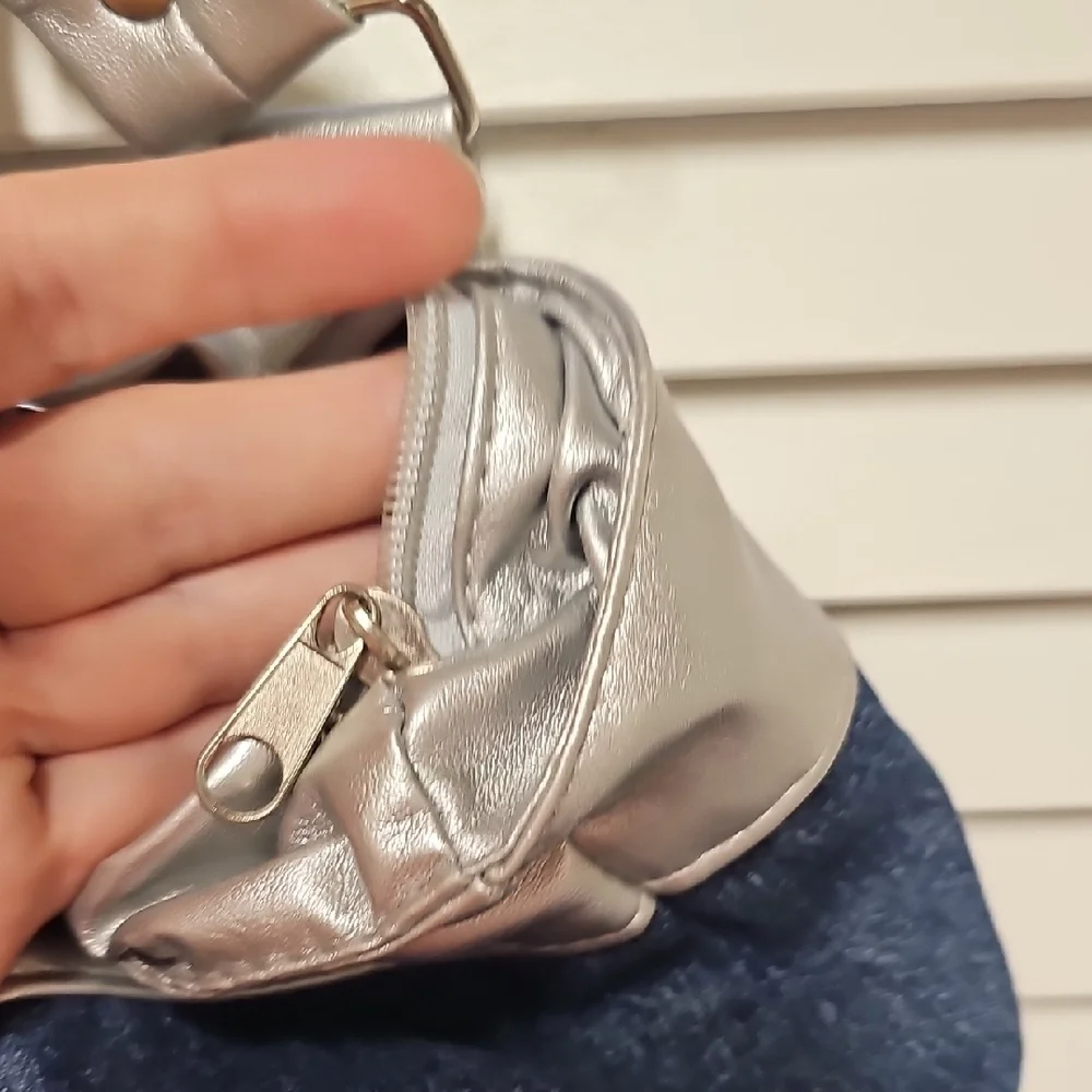 Vintage New Blair Navy Denim Shoulder Bag with Silver Trim Butterfly Rhinestones